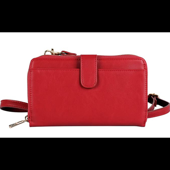 Karla Hanson RFID-Blocking Leah Crossbody Phone Wallet Red - Picture 3 of 4